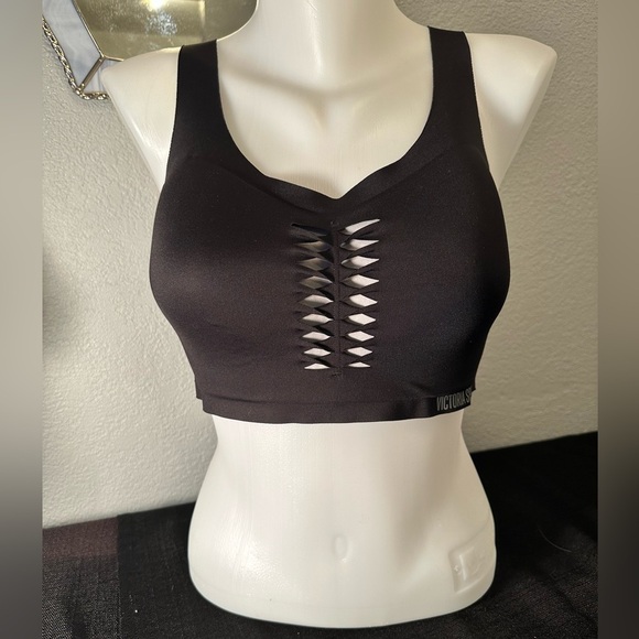 Victoria's Secret Sport Bra Women's 32DDD Angel Max Support Front Cutouts Black - Picture 1 of 6